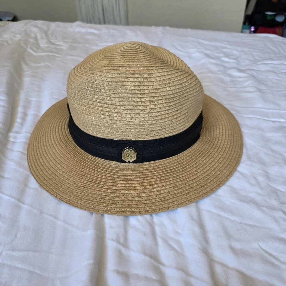 VINCE CAMUTO 100% PAPER STRAW ADJUSTABLE WIDE Brim HAT One Size